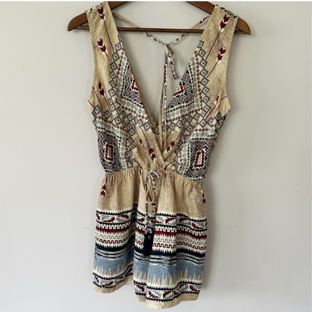 ILLA ILLA Geometric Print Aztec Romper, Size Small, NWOT